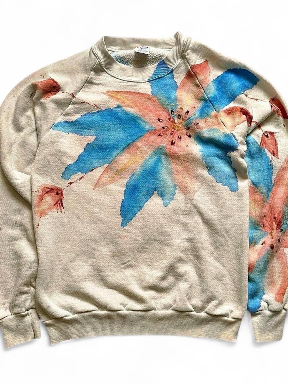 Vintage 1980s Custom floral art crewneck sweater S